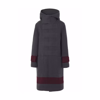 Burberry Striped Wool Tweed Coat in Dark Charcoal Brown. 80454731