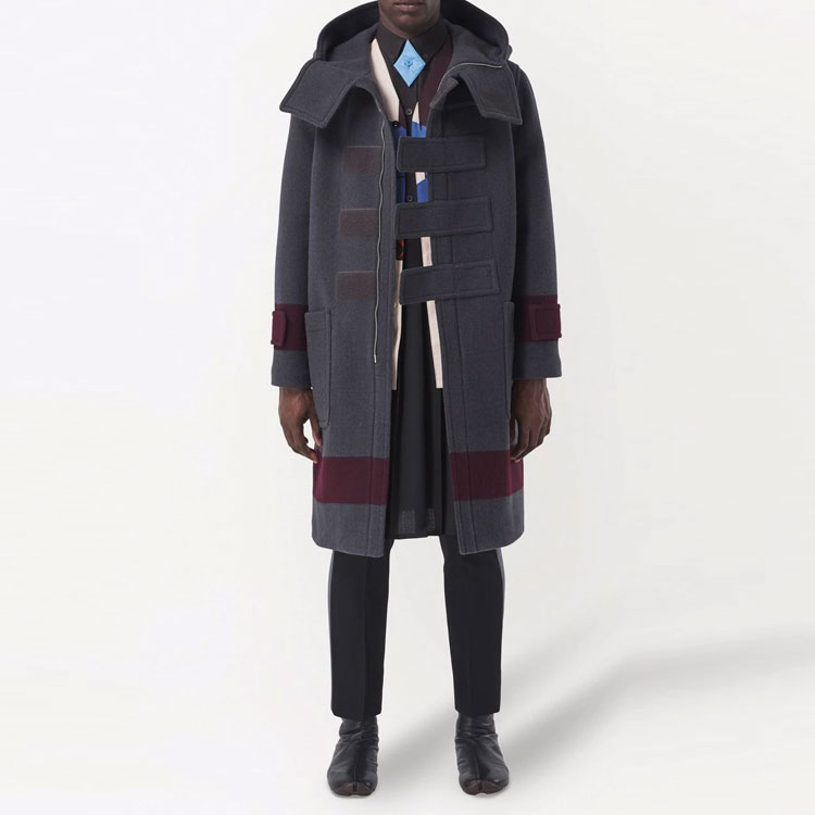 Burberry Striped Wool Tweed Coat in Dark Charcoal Brown. 80454731 圖 3