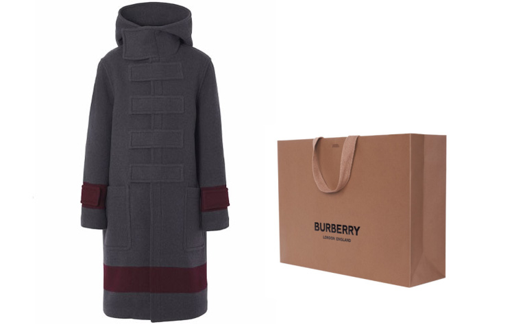 Burberry Striped Wool Tweed Coat in Dark Charcoal Brown. 80454731 圖 7