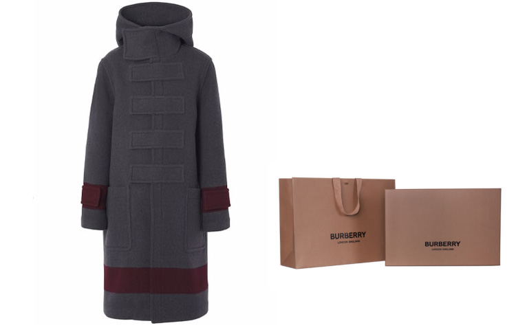 Burberry Striped Wool Tweed Coat in Dark Charcoal Brown. 80454731 圖 8