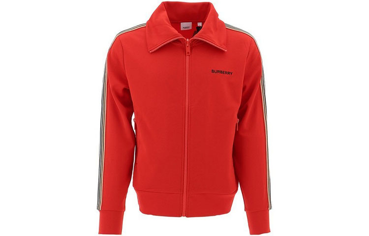 Burberry Striped Zip-Up Collar Jacket for Men - Red 80092411