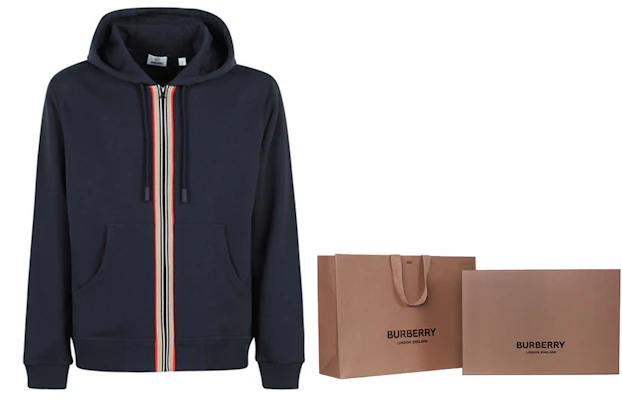 Burberry Baju Hujung Zip Bergaris Lelaki - Biru Gelap 80358811 Sizing Burberry Baju Hujung Zip Bergaris Lelaki - Biru Gelap 80358811