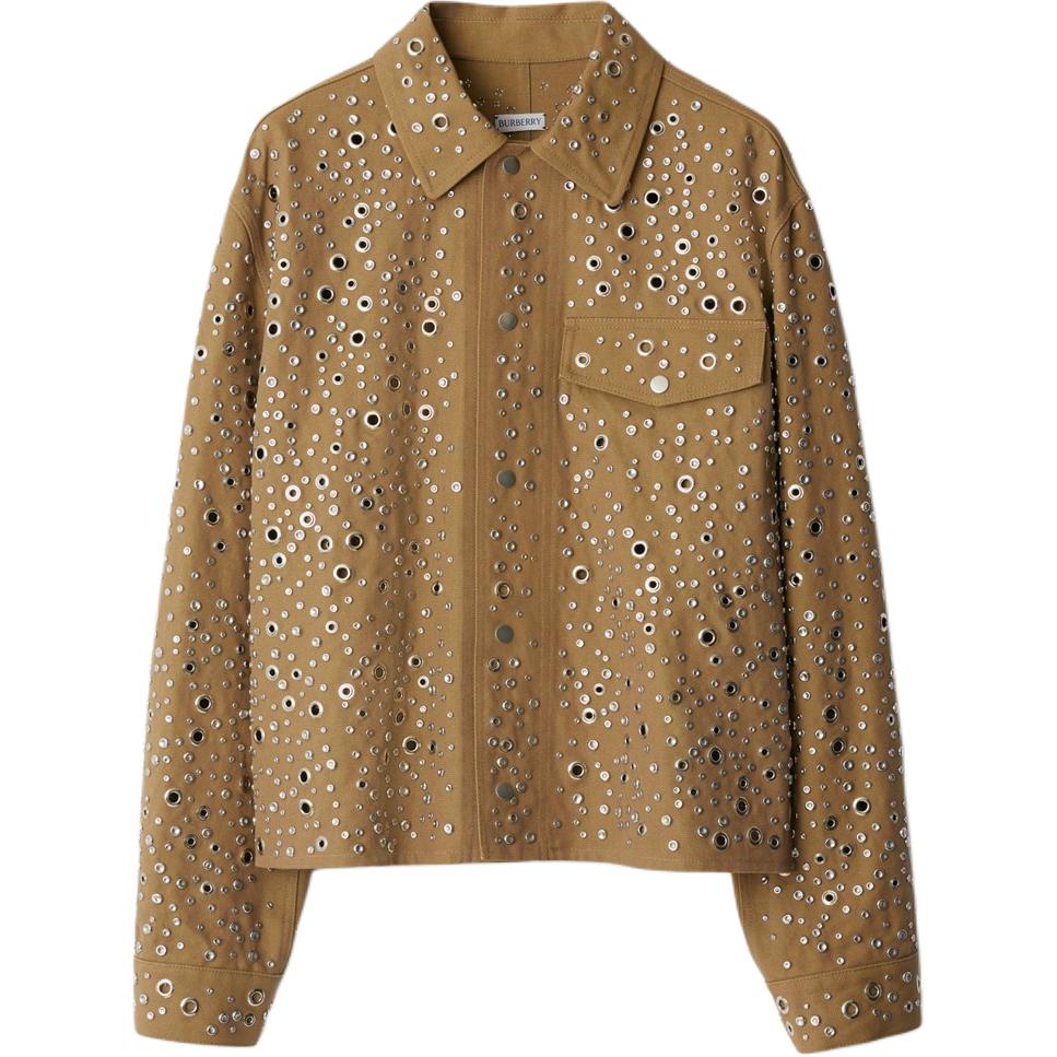 Burberry Studded Lapel Single-Breasted Loose Jacket Brown 80923581