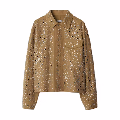 Burberry Studded Lapel Single-Breasted Loose Jacket Brown 80923581
