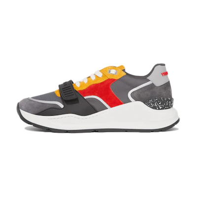 Burberry Suede and Mesh Sneaker 'Grey Red Yellow'