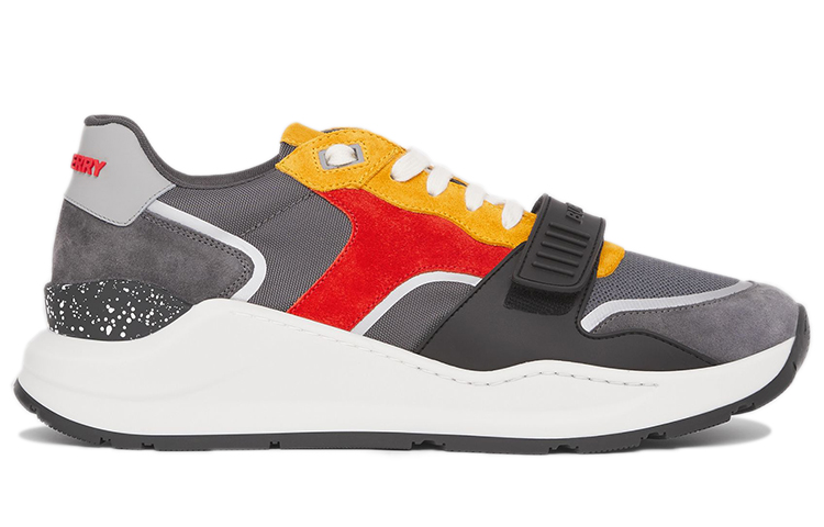 Burberry Suede and Mesh Sneaker 'Grey Red Yellow' 圖 2