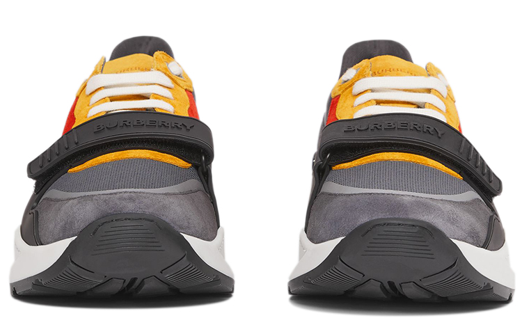 Burberry Suede and Mesh Sneaker 'Grey Red Yellow' 圖 3