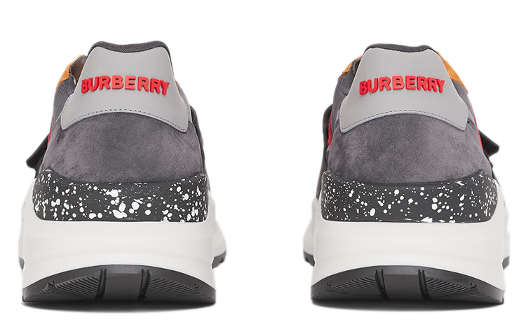 Burberry Suede and Mesh Sneaker 'Grey Red Yellow' 圖 5
