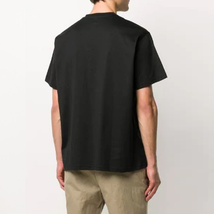 Shop 버버리 스완 로고 프린트 코튼 릴랙스드 티셔츠 유니섹스 블랙 45638051