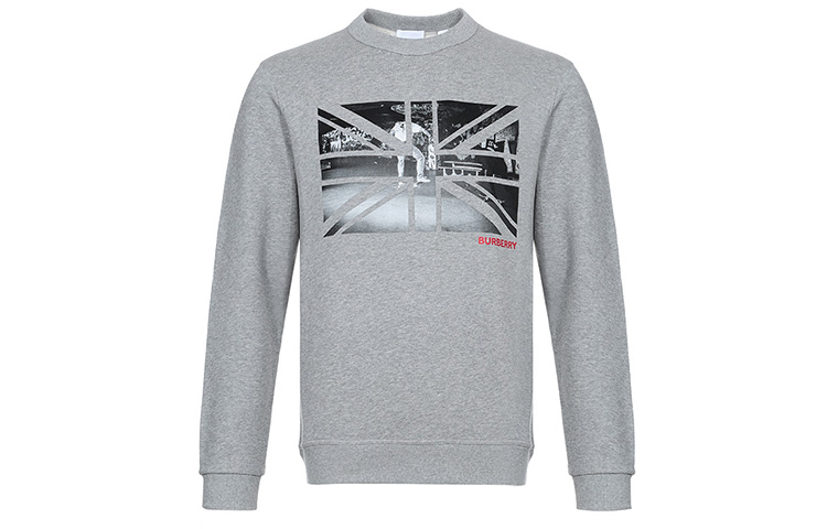 Burberry Sweatshirt with Logo and Union Jack Print in Light Grey 80166921