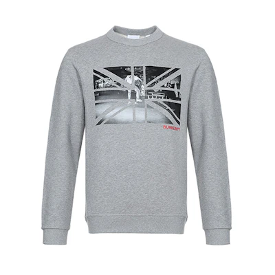 Burberry Sweatshirt with Logo and Union Jack Print in Light Grey 80166921