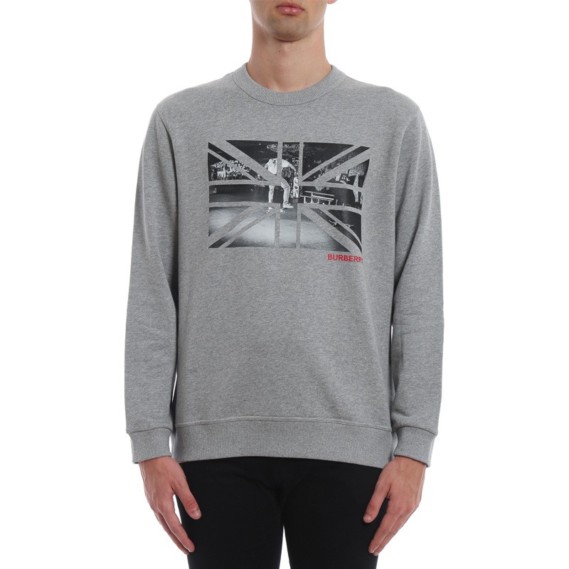 Shop 博柏利灰色徽标与米字旗印花卫衣 80166921