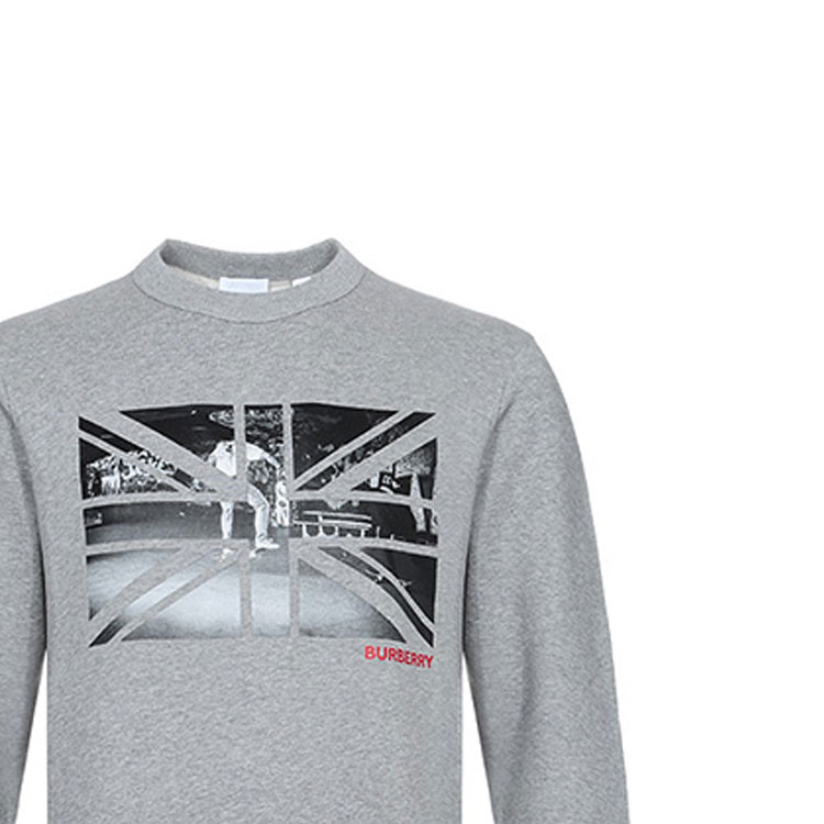 Sizing 博柏利灰色徽标与米字旗印花卫衣 80166921