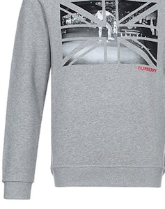 博柏利灰色徽标与米字旗印花卫衣 80166921 Cheap 博柏利灰色徽标与米字旗印花卫衣 80166921