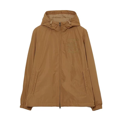 Burberry Tan Logo Print Hooded Jacket for Men. 80697421