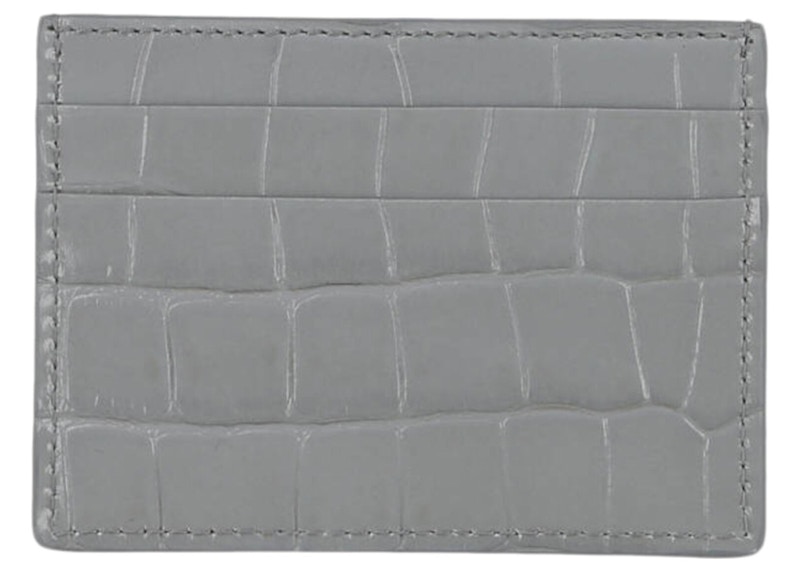 Lookbook 巴宝莉TB鳄鱼压纹卡包灰色