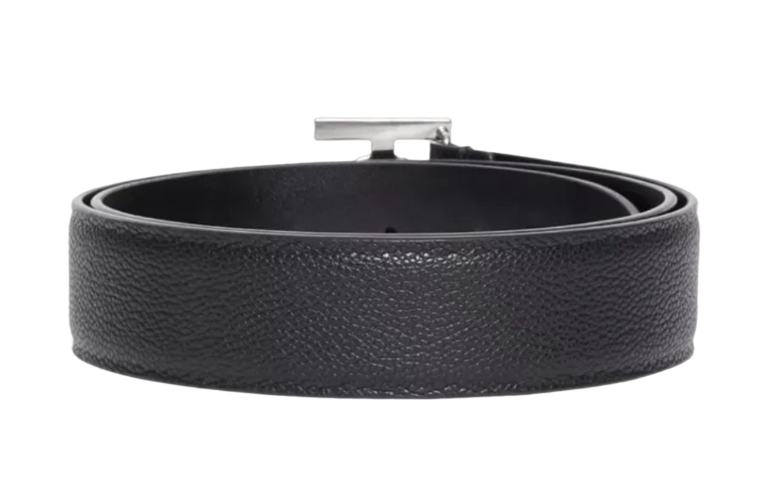Shop Burberry TB Logo Leather Belt Black 3.5cm 80155991
