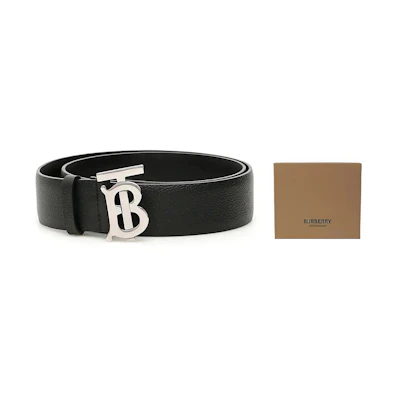 Burberry TB Logo Leather Belt Black for Men - 35cm Wide 80155991