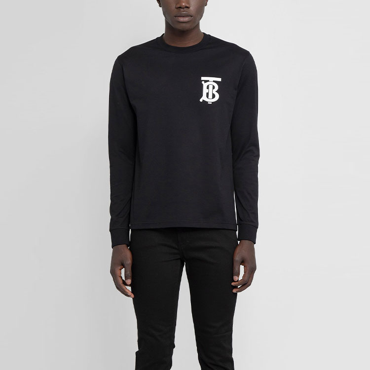 Shop 버버리 TB 모노그램 크루넥 롱슬리브 티셔츠 블랙 80245991