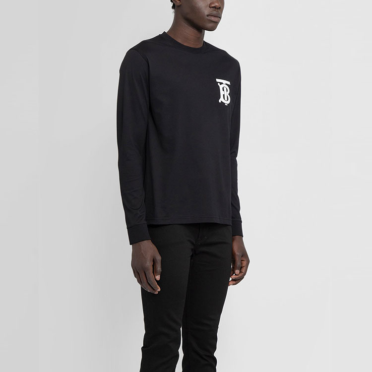 Details for 버버리 TB 모노그램 크루넥 롱슬리브 티셔츠 블랙 80245991