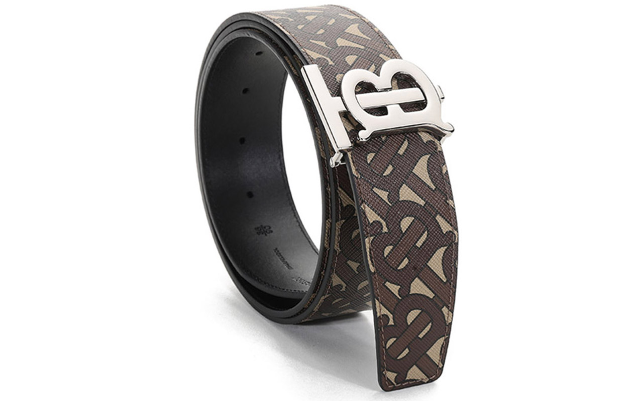 Burberry TB Monogram Reversible Buckle Belt Black/Marl Brown 4cm Fashion. 80410731 圖 3