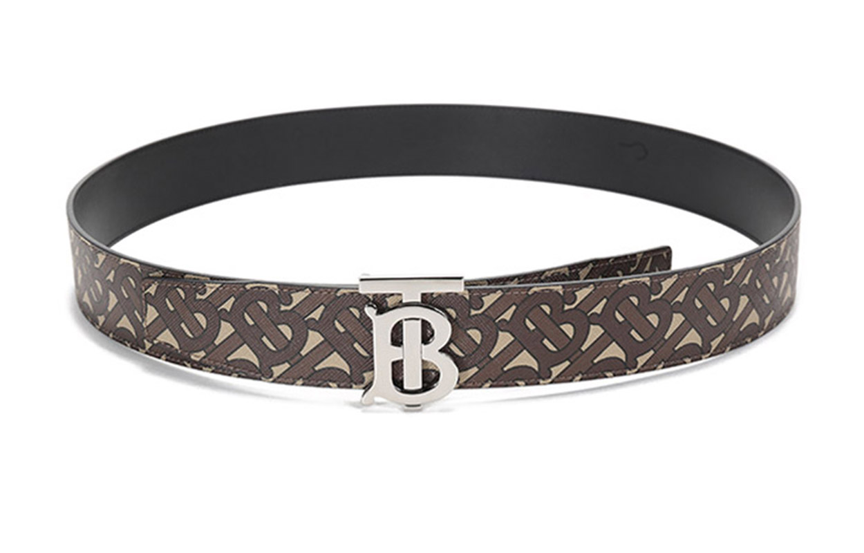 Burberry TB Monogram Reversible Buckle Belt Black/Marl Brown 4cm Fashion. 80410731 圖 4