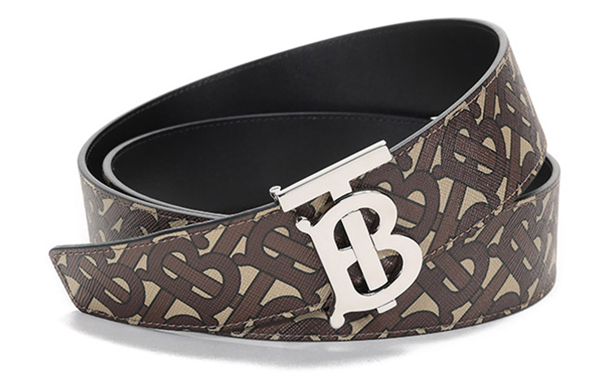 Burberry TB Monogram Reversible Buckle Belt Black/Marl Brown 4cm Fashion. 80410731 圖 5