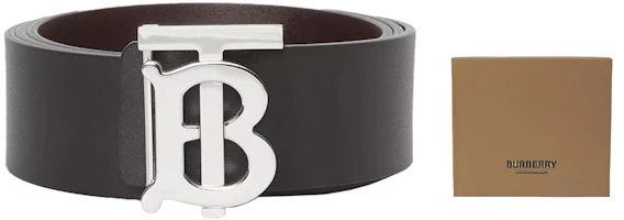 Burberry TB Monogram Reversible Leather Belt Black/Tan 4cm Mens 80098121 Burberry TB Monogram Reversible Leather Belt Black/Tan 4cm Mens 80098121