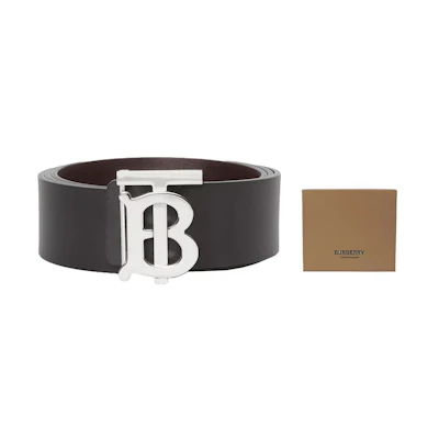 Burberry TB Monogram Reversible Leather Belt Black/Tan 4cm Mens 80098121