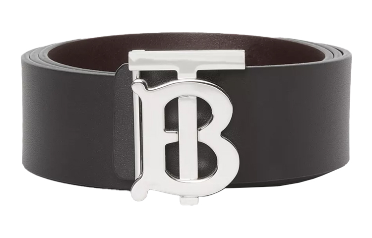 Burberry TB Monogram Reversible Leather Belt Black/Tan 4cm Mens 80098121 圖 3