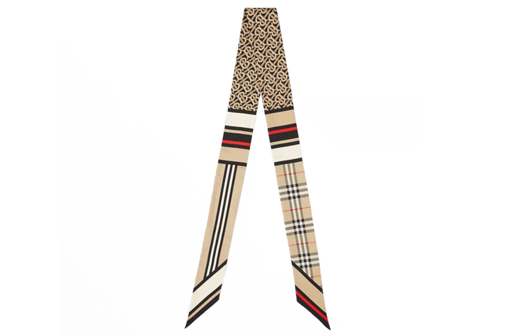 Burberry TB Monogram Silk Scarf in Archive Beige 80370171