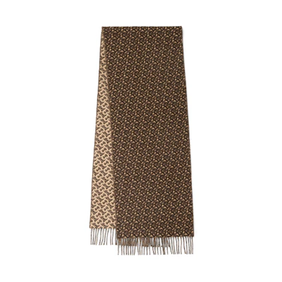 Burberry TB Monogram Tassel Warm Knit Scarf Unisex Dark Brown 80339921