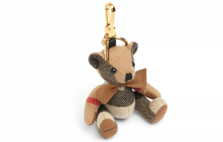 Lookbook Burberry Thomas Bear Gantungan Kunci Kulit dengan Bow Tie, Unisex, Light Camel 8027167-1