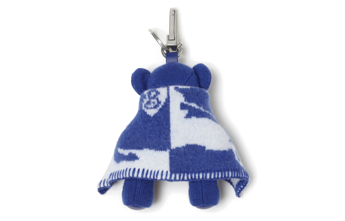 Lookbook Burberry Thomas Teddy Bear Keychain Wool Leather Unisex Blue Accessory. 80787601