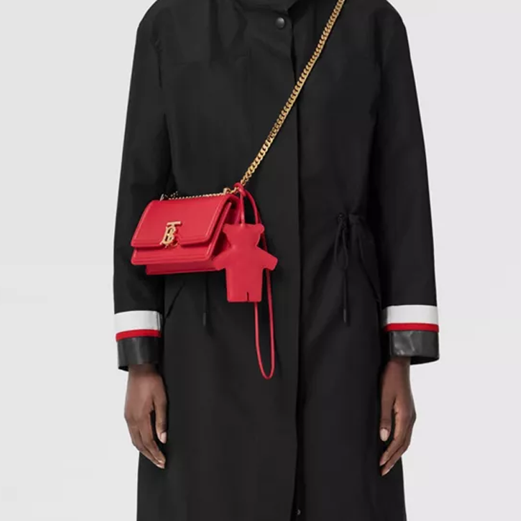 Shop Burberry Thomas Teddy Bear Leather Charm Keychain Unisex Couple Style 80492531