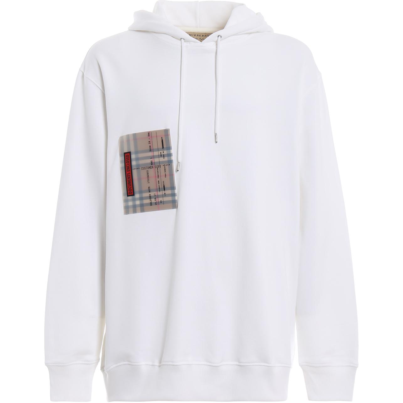 Burberry Ticket Print Pocket Hoodie White 80013871