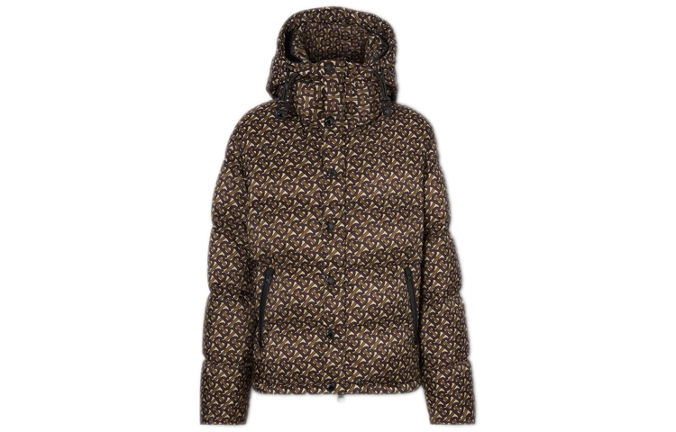 Burberry Trench Brown Monogram Print Detachable Sleeves Puffer Jacket 80211851