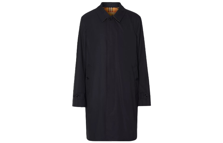 Burberry Trench Coat Midnight Blue Checked Long Sleeve 80190481