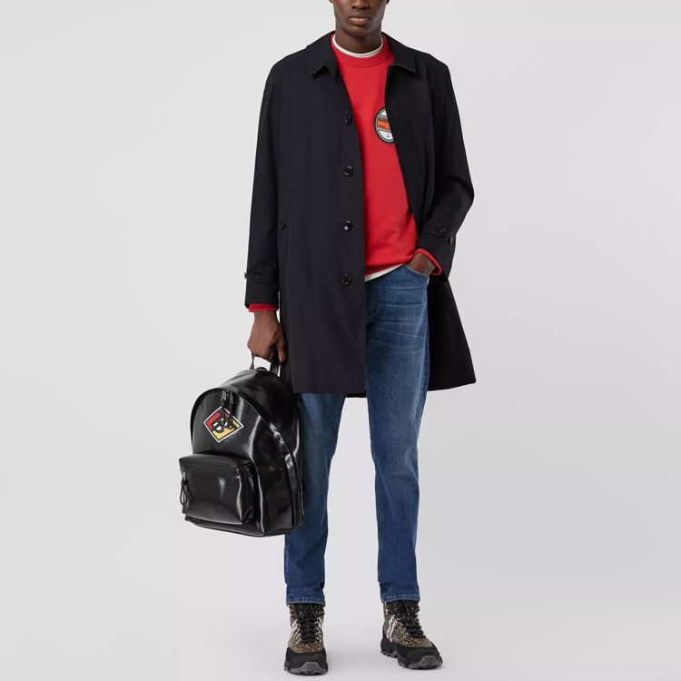 Burberry Trench Coat Midnight Blue Checked Long Sleeve 80190481 圖 4