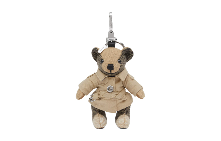 Burberry Trench Coat Style Leather Teddy Bear Keychain Unisex Couple's Edition 80271681