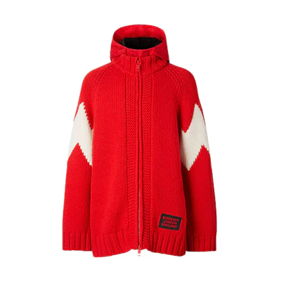 Burberry Two-Tone Wool Blend Hoodie Jacket with Detachable Hood - Red 80235701