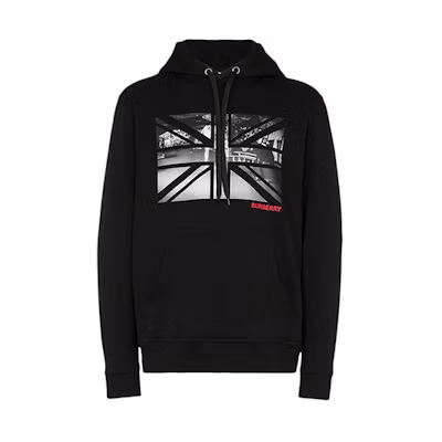 Burberry Union Jack Photo Print Oversized Sweatshirt Black 80166911