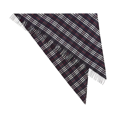 Burberry Unisex Black & White Check Cashmere Triangle Shawl 40800641