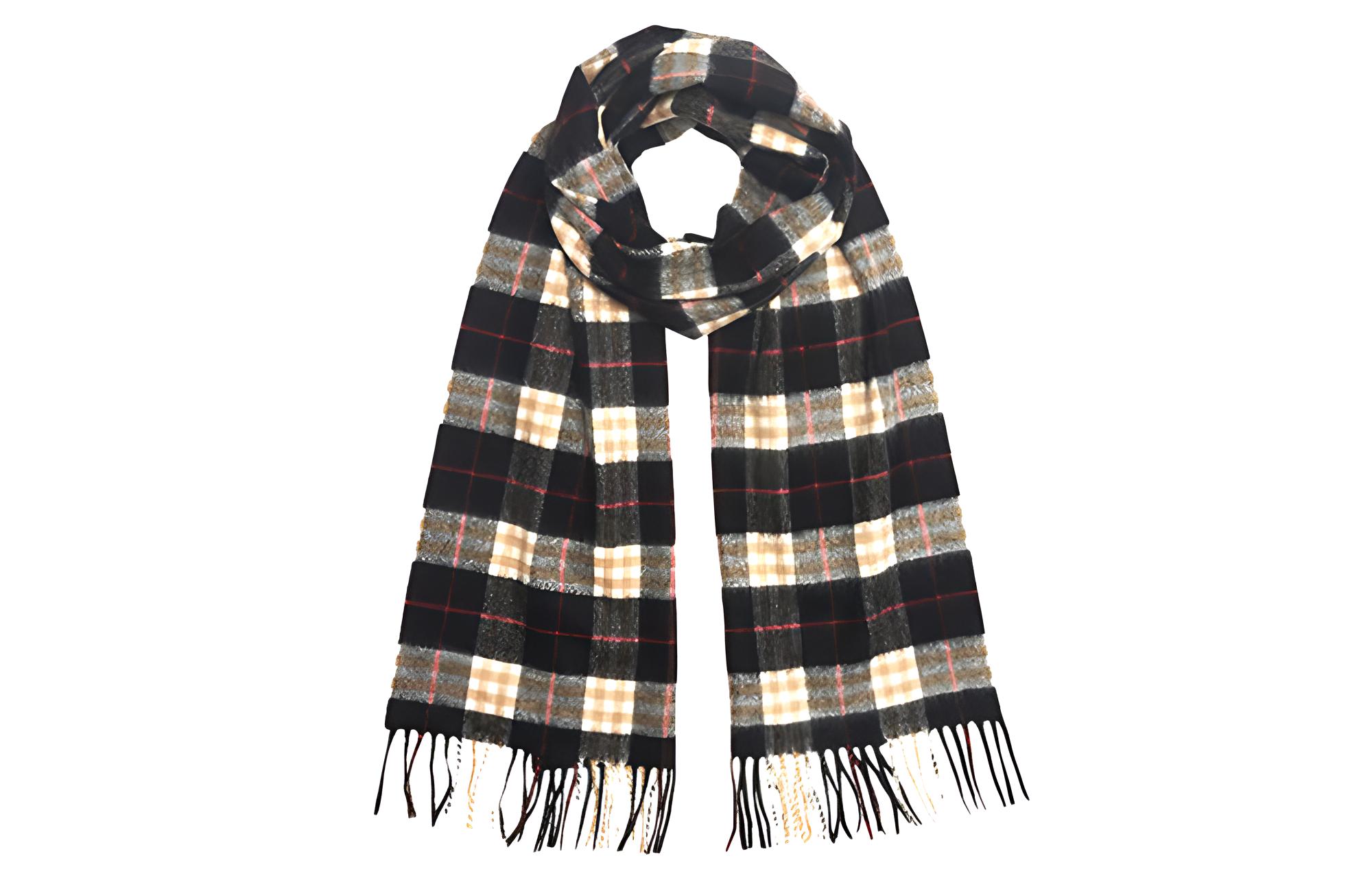 Burberry Unisex Black Checkered Cashmere Scarf 4075255