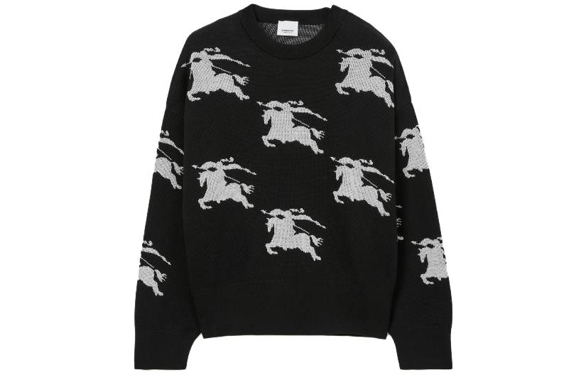 Burberry Unisex Black Embroidered Crewneck Loose Fit Sweater 8070329A6590 圖 2