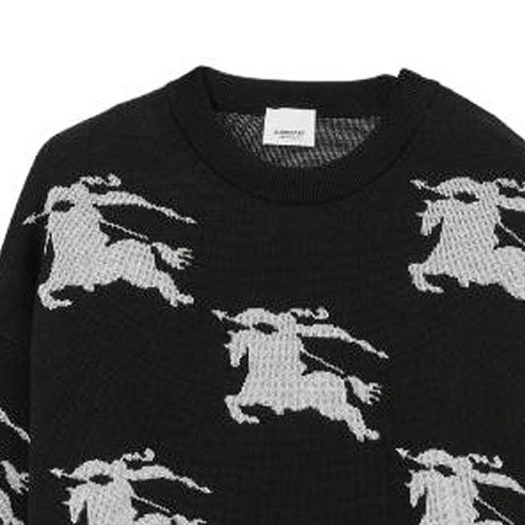 Burberry Unisex Black Embroidered Crewneck Loose Fit Sweater 8070329A6590 圖 5