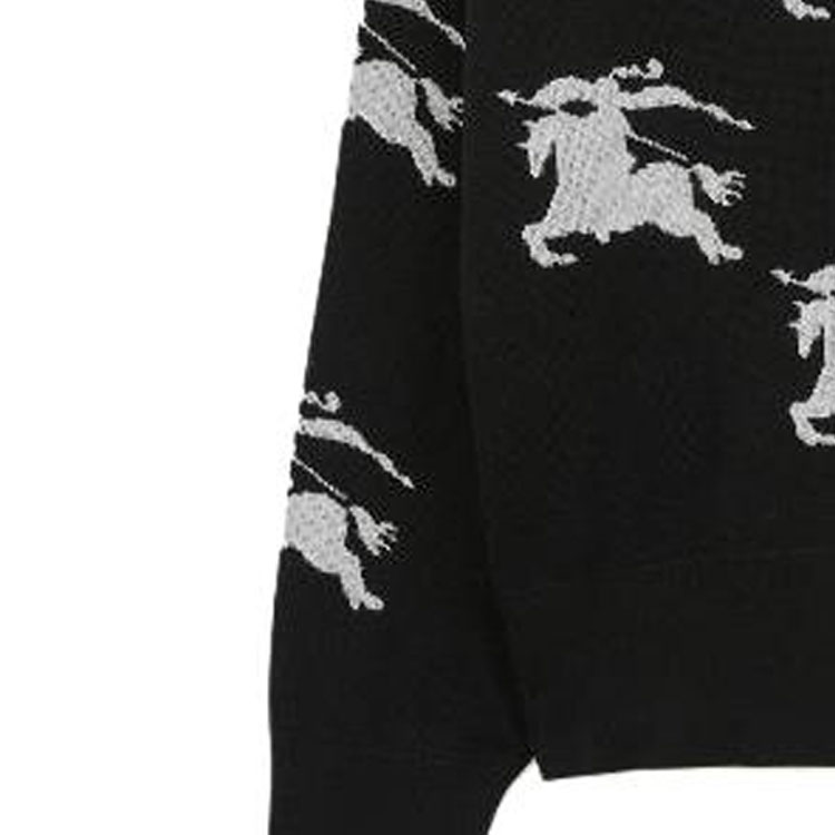 Burberry Unisex Black Embroidered Crewneck Loose Fit Sweater 8070329A6590 圖 7