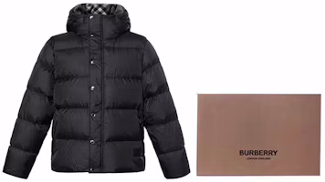 Purchase Burberry Jaket Puffer Zip-Up Hitam Unisex Lengan Panjang dengan Hood 80910921
