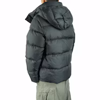Sizing Burberry Jaket Puffer Zip-Up Hitam Unisex Lengan Panjang dengan Hood 80910921