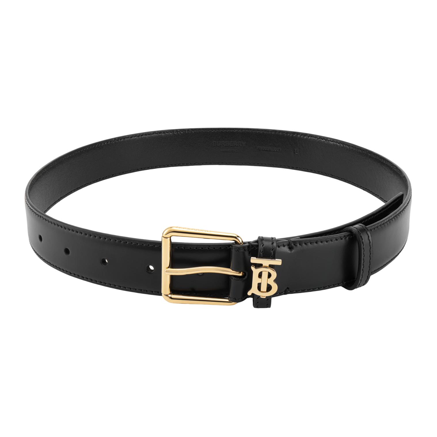 Lookbook 博柏利男女款黑色真皮腰带，简约时尚针扣设计，宽3厘米。 80556011